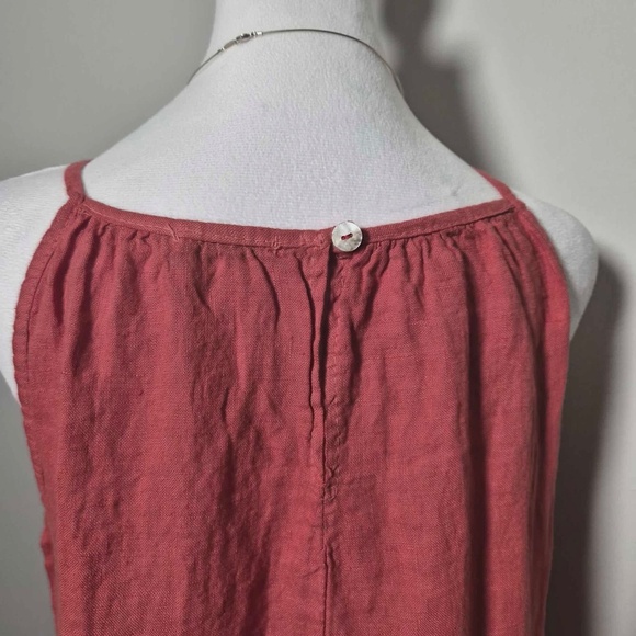 Lungo L'arno 100% Washable Italian Linen Coral Red Tank Top Beach Dress M - Picture 8 of 12